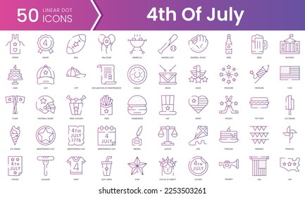 Set of independence day 4th of july icons. Gradient style icon bundle. Vector Illustration