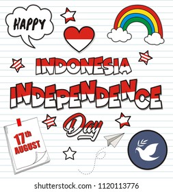 Set Independence Day doodles on paper background