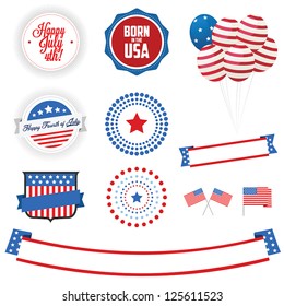 Set of Independence Day labels, ribbons, badges and design elements