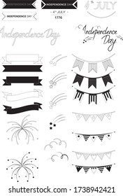 Set of independence day. Vector icons.

