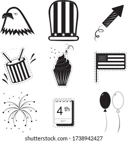 Set of independence day. Vector icons.

