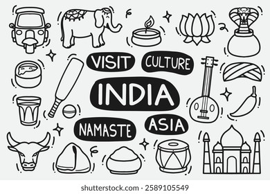 set of india doodle good for background, wallpaper, element design, etc