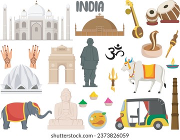 Set of India famous landmarks