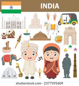 Set of India famous landmarks