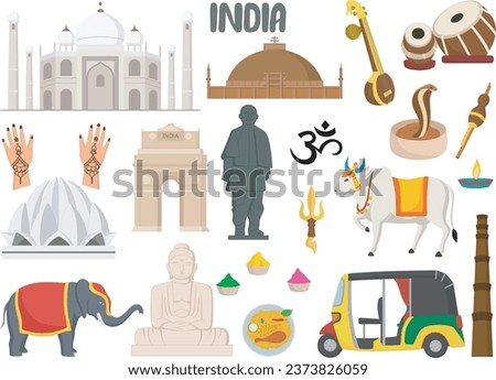 Set of India famous landmarks