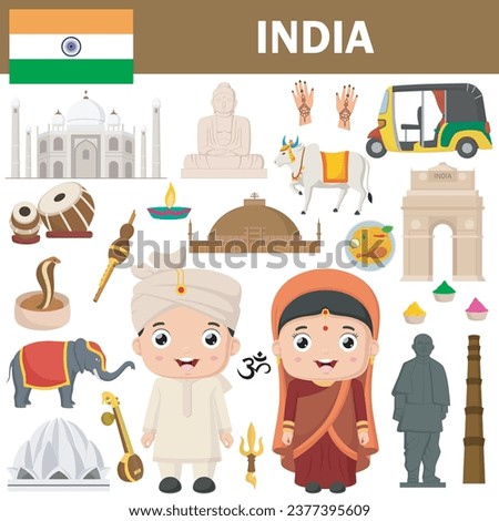 Set of India famous landmarks