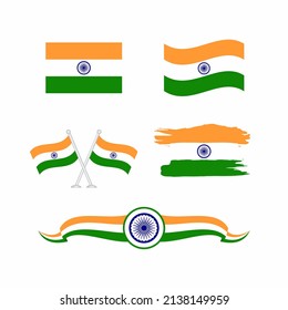 conjunto de diseño de elementos de marca india, varias formas de la plantilla de ilustración de la bandera india vector