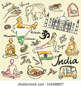 Set of India icons illustration vector