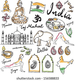 Set of India icons illustration vector