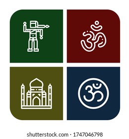 Set of india icons. Such as Bollywood, Om, Taj mahal , india icons