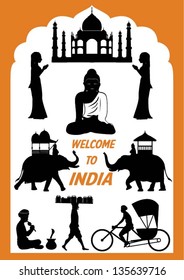 Set of India icons, vector