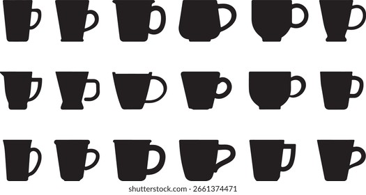 set of indian coffee cups in black color
