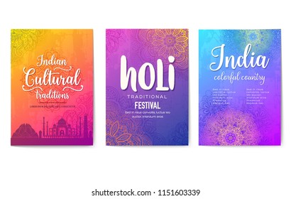 Set of Indian country ornament illustration concept. Art traditional, book, poster, abstract, ottoman motifs, element. Vector decorative ethnic greeting card or invitation design background.