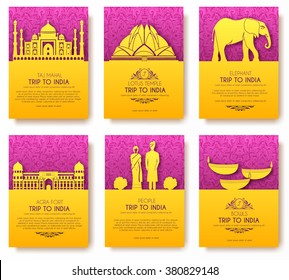 Set of Indian country ornament illustration concept. Art traditional, poster, book, abstract, ottoman motifs, element. Vector decorative ethnic greeting card or invitation design background.