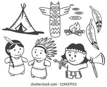 set of Indian doodle