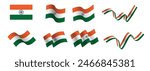 set of Indian flag ribbon vector on white isolated