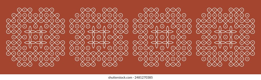 Set of Indian folk art pulli kolam. editable home decor patterns.