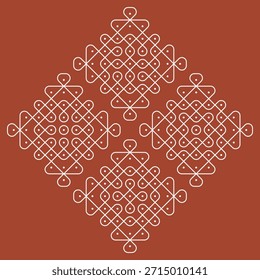 Set of Indian folk art pulli kolam. editable home decor patterns	