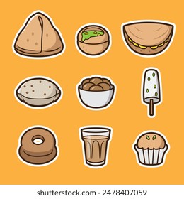 set of indian food and drink good for sticker, icons design, pins design, pattern t shirt