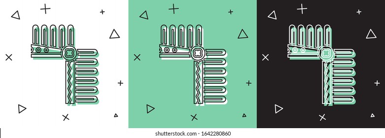 Set Indian headdress with feathers icon isolated on white and green, black background. Native american traditional headdress.  Vector Illustration