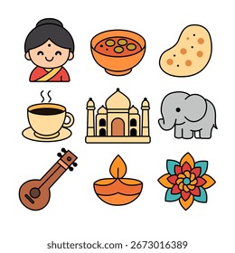 Conjunto de Marca comercial de icono indio conjunto de dibujos animados de Paquete simple