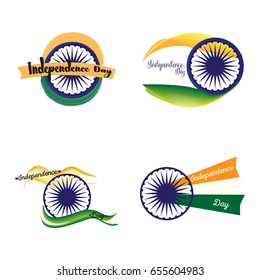 Set of indian independence day graphic designs, Vector illustration