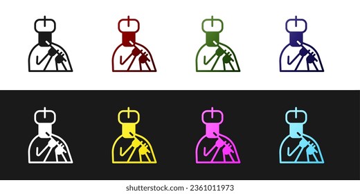 Set Indian man plays flute icon isolated on black and white background. Artist playing Bansuri folk music of India.  Vector