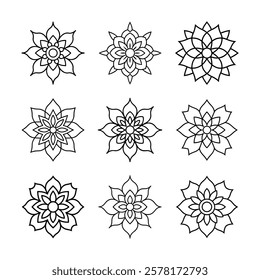 Set of Indian Mandala line art