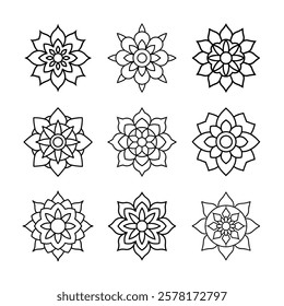 Set of Indian Mandala line art