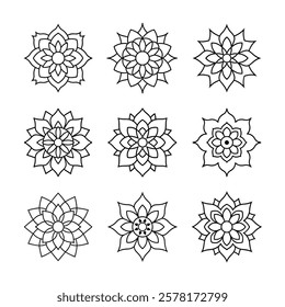 Set of Indian Mandala line art