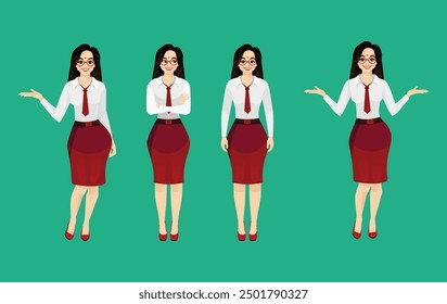 Set of Indian office girl  vector characters design