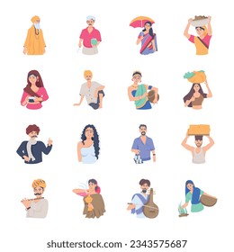 Set of Indian People Flat Illustrations 

