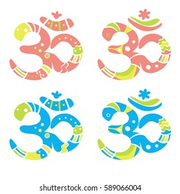 Set with indian symbol Om