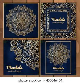 Set of Indian traditional flower mandala ornament illustration. Poster, book,menu, abstract, ottoman motifs, element. Vector decorative ethnic greeting card or invitation design background.