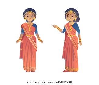 Set Indian Young Women National Costumes Stock Vector (Royalty Free ...