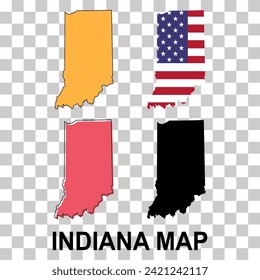 Set of Indiana map, united states of america. Flat concept icon vector illustration .