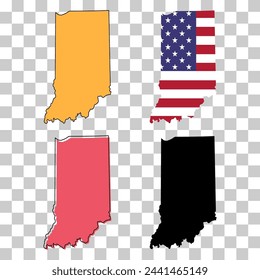 Set of Indiana Karte, Vereinigte Staaten von Amerika. Flaches Konzept Symbol Vektor-Illustration .