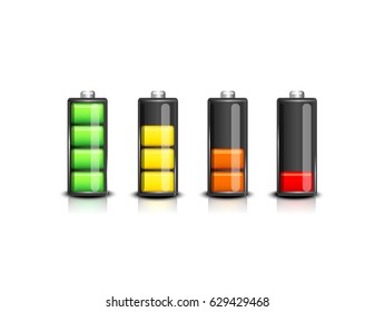 Set of indicators of battery level. Vector illustration  icons
