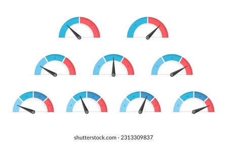 Conjunto de indicadores con diferentes cantidades de segmentos, gráficos de indicadores, ilustración eps10 vectoriales