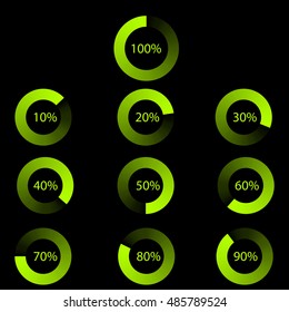 Set of indicators. Download progress, web design template, interface upload. Vector illustration.