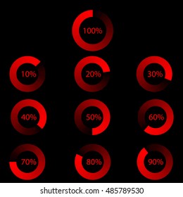 Set of indicators. Download progress, web design template, interface upload. Vector illustration.