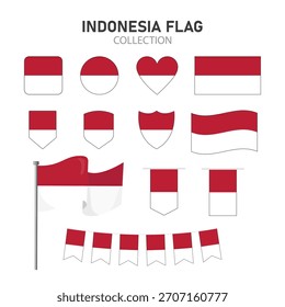 Conjunto de Vector de icono de la bandera de Indonesia, colección de Indonesia nacional