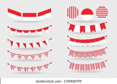 Indique la bandera de Indonesia, ilustración vectorial en un fondo blanco. Eps 10