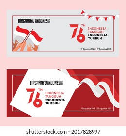 set of Indonesia independence day banner and greeting card concept design with lettering dirgahayu