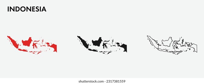 Set von Indonesien-Karte einzeln auf weißem Hintergrund, Vektorgrafik-Design