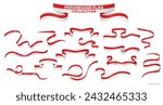 Set of Indonesia Ribbon flag isolated on white. Eps