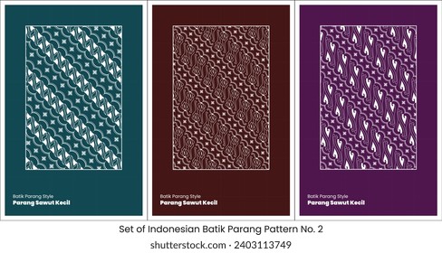 Set of Indonesian Batik Parang Pattern No.2 (Parang Sawut Kecil, Sawut, Sonder)