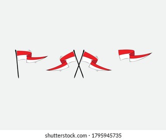 set indonesian flag on White background in vector illustration