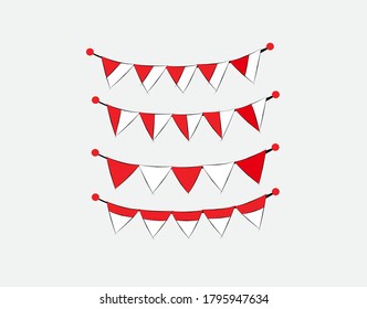 set indonesian flag on White background in vector illustration
