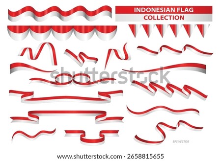 Set of Indonesian Flag Ribbon Vector Collection for Flyers and Banners
